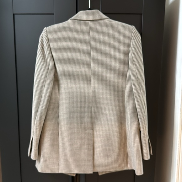 Aritzia Wilfred beige/grey mini checkered blazer - Picture 2 of 4